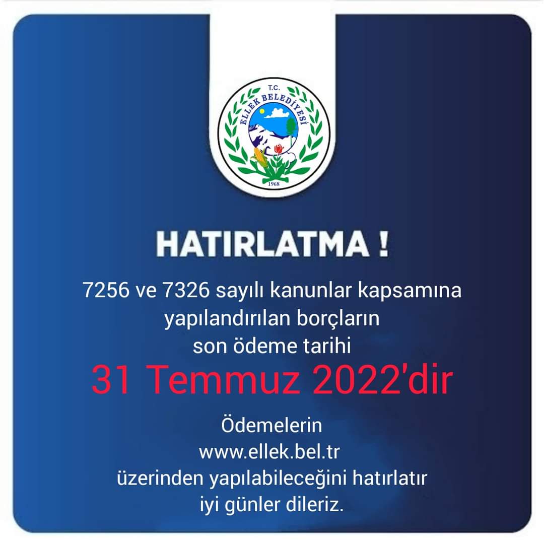 Yapılandırılan borçların son ödeme tarihi 31 Temmuz 